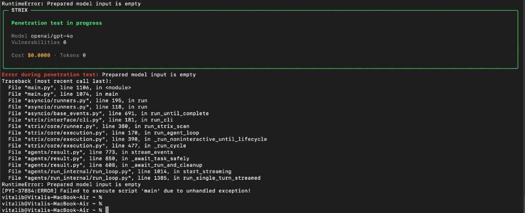 Strix AI RuntimeError empty model input